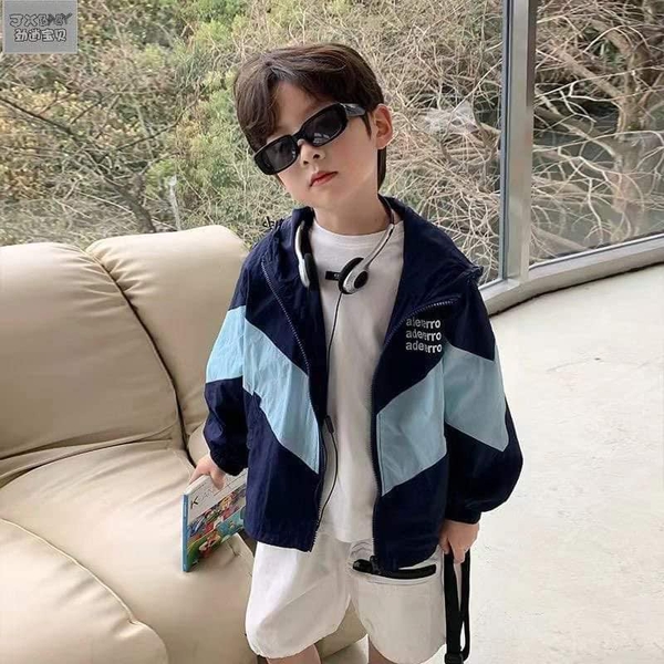 Áo khoác gió phối màu lót lưới cho bé trai