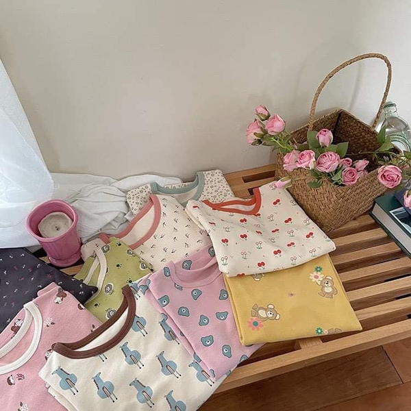 Bộ cotton xuất Hàn dài tay 22 mẫu cho bé