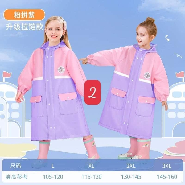 Áo mưa chất liệu EVA có khóa kéo và cúc bấm 4 màu