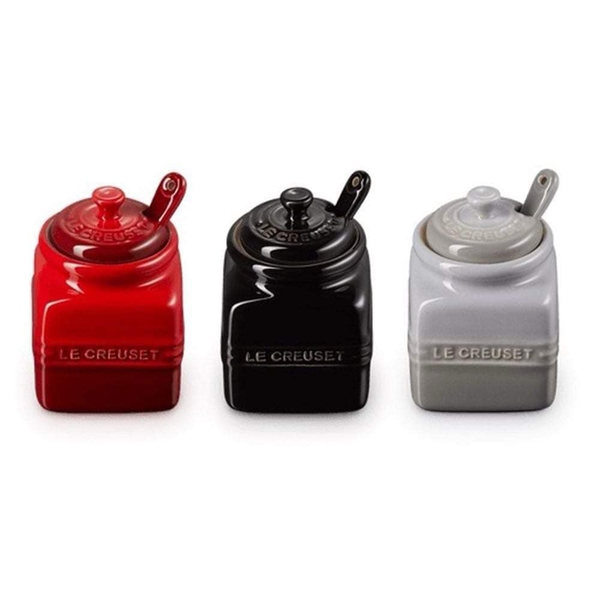 Set 3 hũ đựng gia vị bằng sứ hãng Le Creuset sắc màu
