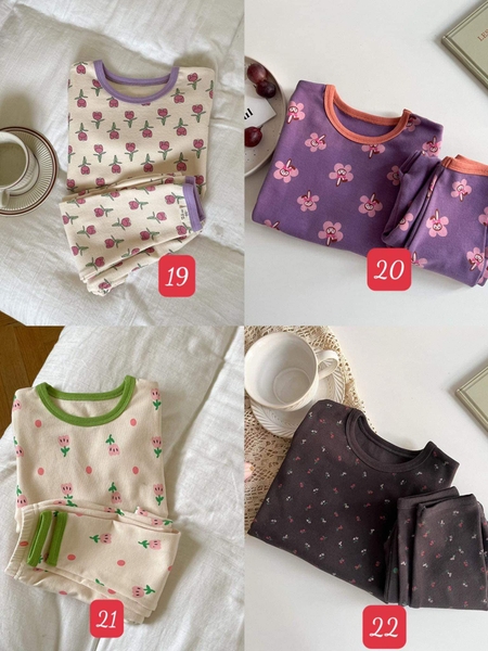 Bộ cotton xuất Hàn dài tay 22 mẫu cho bé