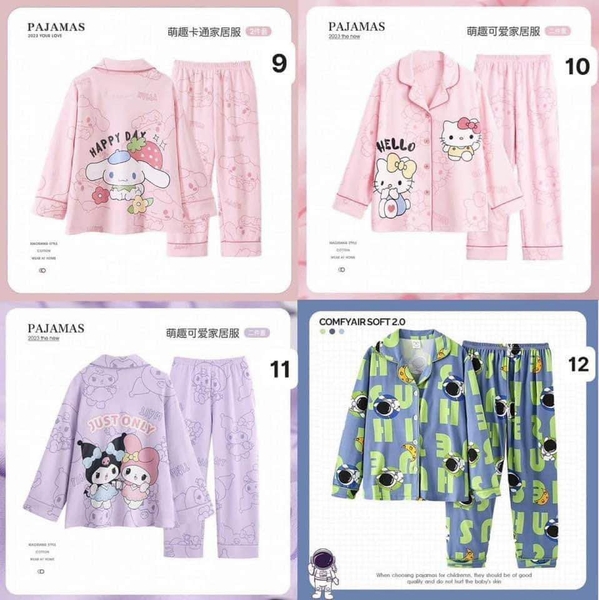 Bộ pyjamas 16 mẫu cho mẹ và bé