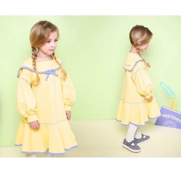 Váy thuỷ thủ nỉ da cá JELISPOON xuất Hàn 2 màu vàng và tím