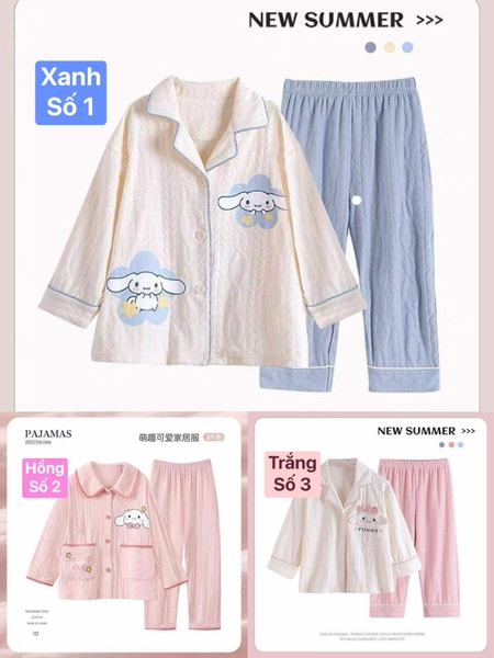 Bộ pyjamas Cinnamoroll dài tay 3 màu trắng, hồng, xanh cho bé