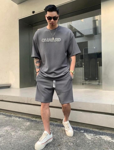 Bộ cộc tay Onward màu xám cho nam