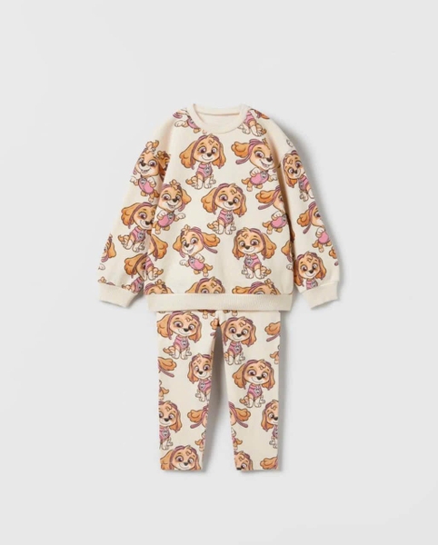 Bộ nỉ Zara Paw Patrol áo da cá phối quần legging tăm