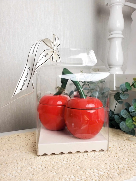 Hộp mica nhỏ đựng nến kèm nơ