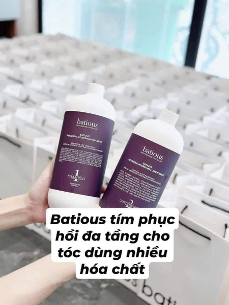 Set dầu gội xả Batious 500ml 3 màu xanh, tím, trắng CÓ TÚI GIẤY kèm set mini
