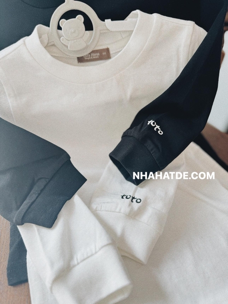 Áo cotton dài tay Toto Heroes cổ tròn 2 màu đen, trắng