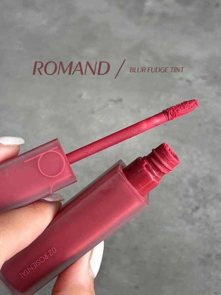 Set son kem lì Rom&nd fudge tint màu 02 Rosiential tặng chì kẻ môi
