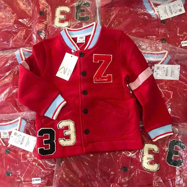 Áo khoác Zara bomber nỉ đỏ thêu chữ Z size đại