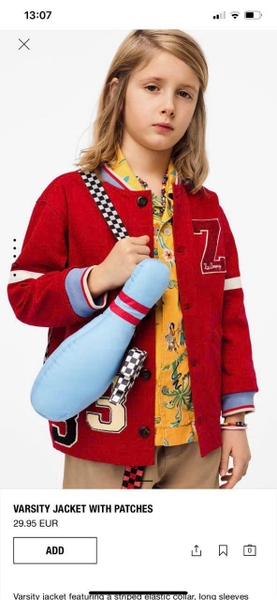 Áo khoác Zara bomber nỉ đỏ thêu chữ Z size đại