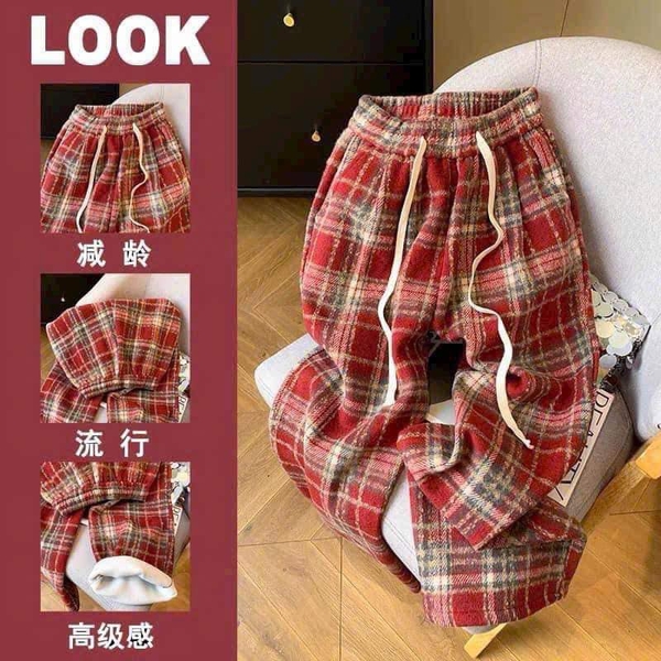Quần suông mẹ kẻ caro lót lông 4 màu