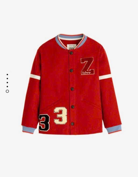 Áo khoác Zara bomber nỉ đỏ thêu chữ Z size đại