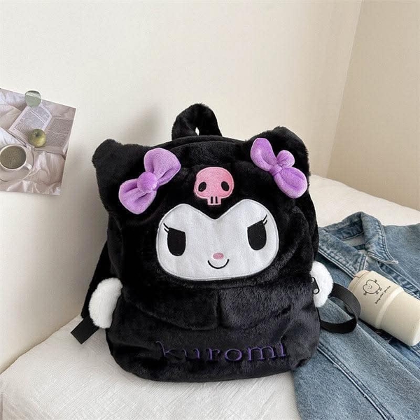 Balo lông Kuromi đen, Cinnamoroll trắng, Melody hồng 5 mẫu