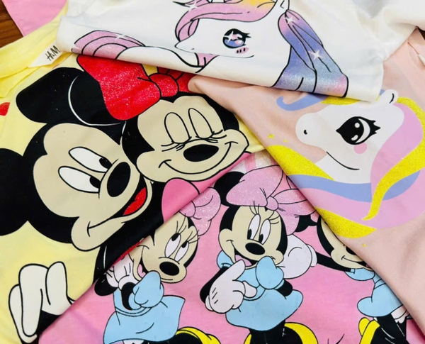 Áo cotton H&M dài tay mẫu Elsa Anna, Minnie, Unicorn...