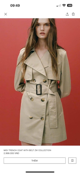 Áo kaki trendcoat mẹ hãng Zara 2 màu nâu, be