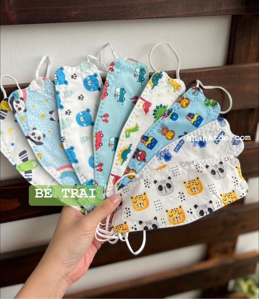 Set 50c khẩu trang bé trai bé gái in hình cute