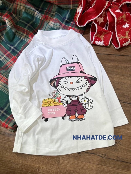 Áo phông dài tay cotton Labubu 6 mẫu cho bé