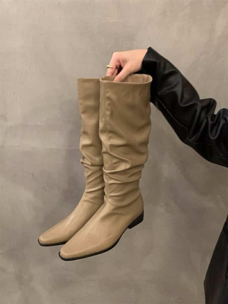Boots da mềm dáng dài ống nhún 4 màu