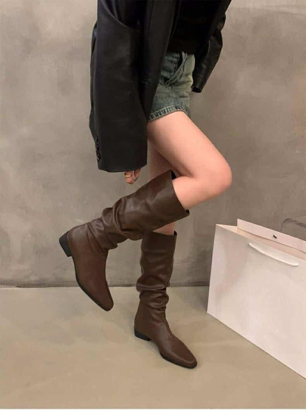 Boots da mềm dáng dài ống nhún 4 màu