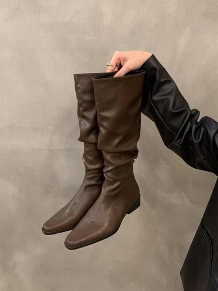 Boots da mềm dáng dài ống nhún 4 màu