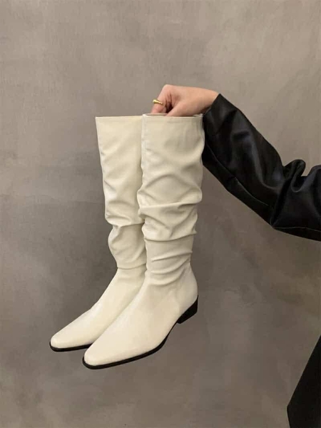 Boots da mềm dáng dài ống nhún 4 màu