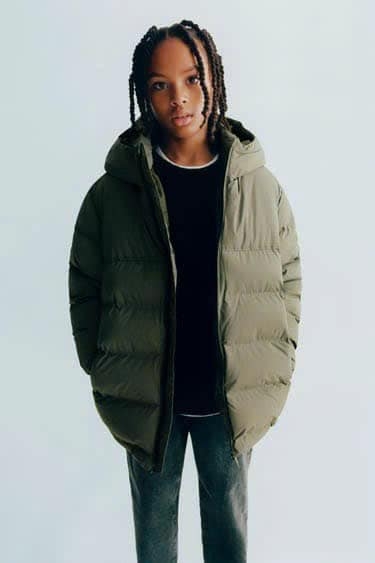 Áo khoác phao parka Zara dáng dài dư xịn 2 màu đen, xanh rêu
