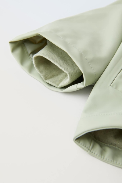 Áo khoác raincoat Zara baby kéo khóa có mũ màu xanh