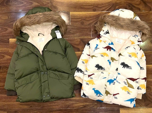Áo parka phao lót lông Zara có mũ 5 màu cho bé