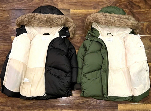 Áo parka phao lót lông Zara có mũ 5 màu cho bé
