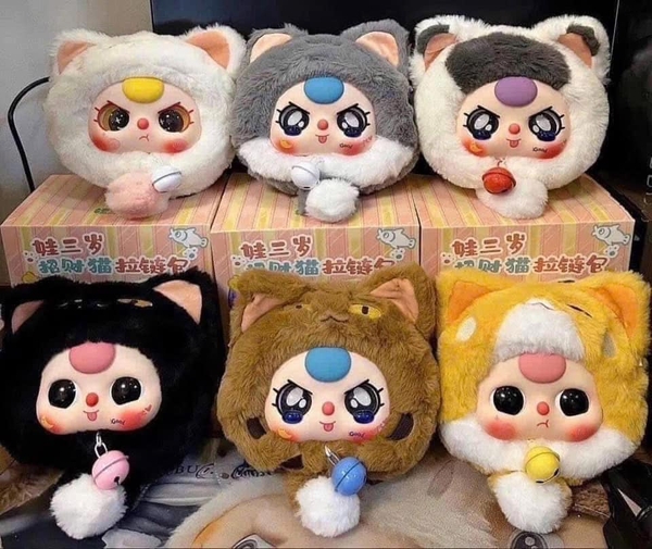 Baby Three Mèo thần tài Lucky Cat Zipper