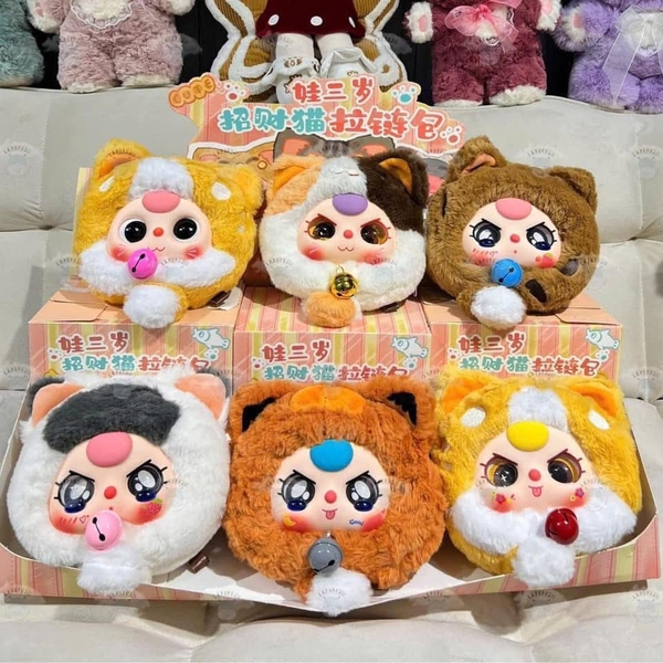 Baby Three Mèo thần tài Lucky Cat Zipper