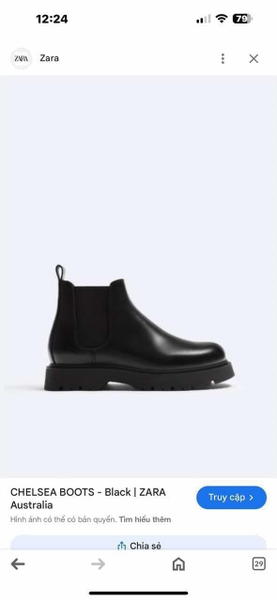 Boots Zara dư xịn 2 màu đen da bóng, nâu da lì