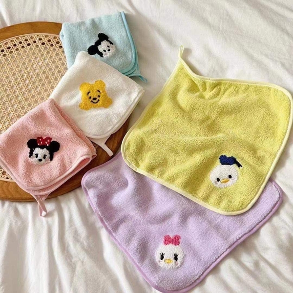 Set 5 khăn mặt lông cừu san hô thêu hình Disney