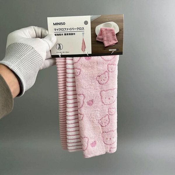 Set 6 khăn Miniso cotton organic 28x28cm Cleaning Cloth