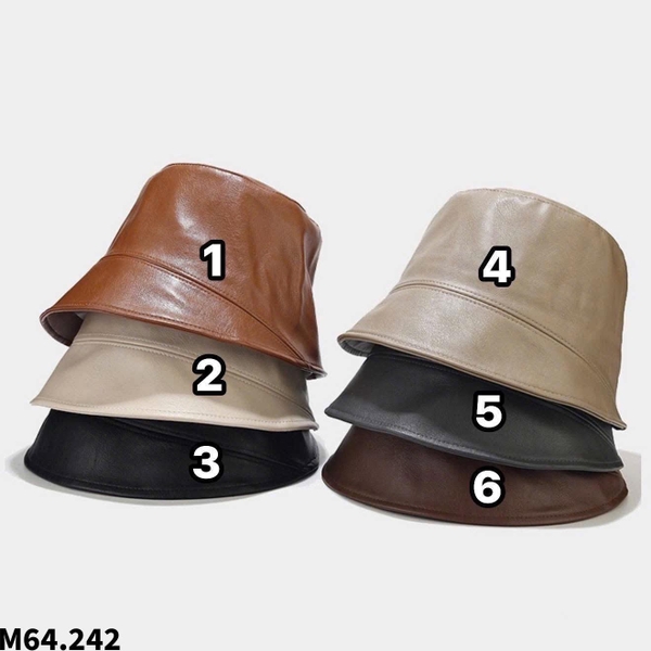 Mũ bucket phối da 6 màu cho nữ