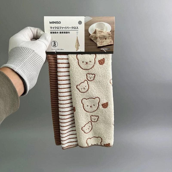 Set 6 khăn Miniso cotton organic 28x28cm Cleaning Cloth