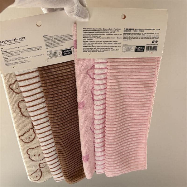 Set 6 khăn Miniso cotton organic 28x28cm Cleaning Cloth