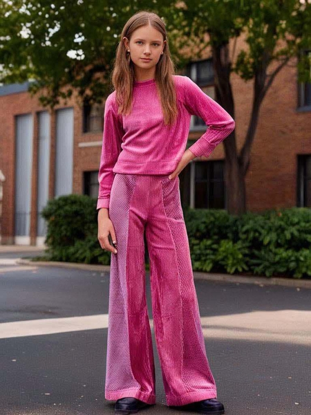 Bộ nhung dài tay Wonder Nation 4 màu hồng, tím, xanh, đen