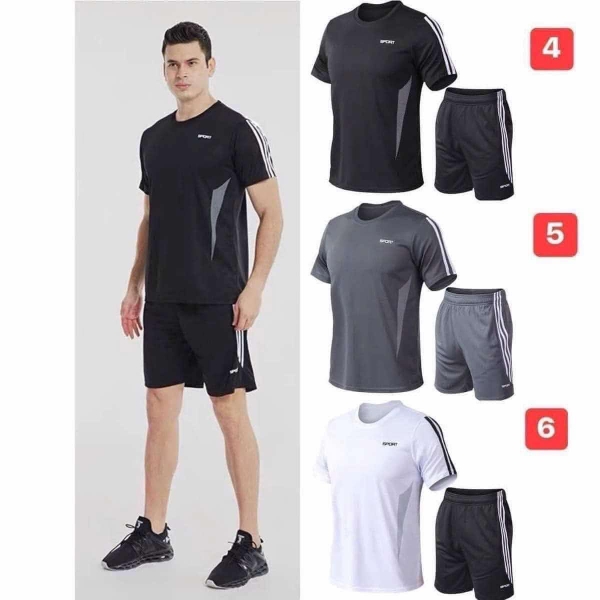 Bộ thể thao Sport nam 3 màu đen, trắng, ghi