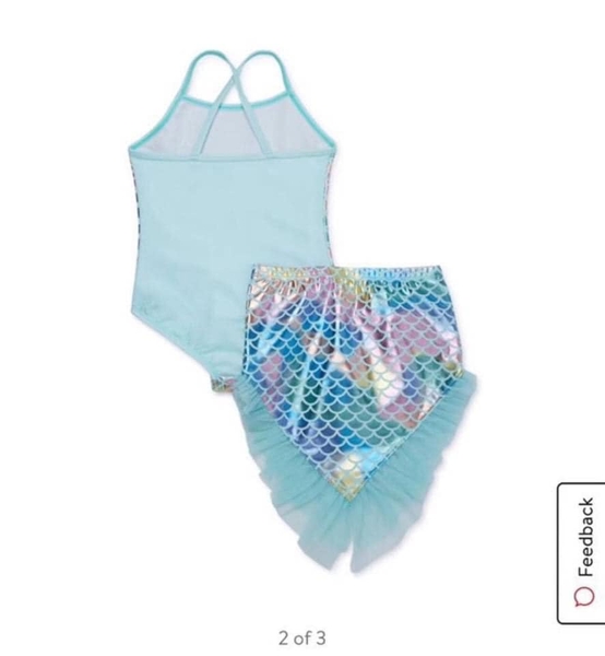 Set bơi 2 dây liền thân kèm váy rời họa tiết vảy cá hãng Wonder nation
