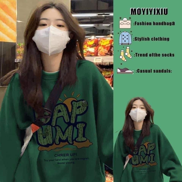 Áo nỉ lót lông in hình Monster và DAPUMI 2 màu tím, xanh