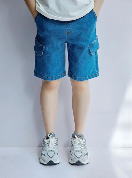 Quần short jean Beemon BT cạp chun 2 màu đậm, nhạt