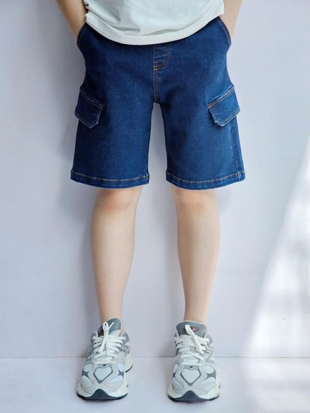 Quần short jean Beemon BT cạp chun 2 màu đậm, nhạt