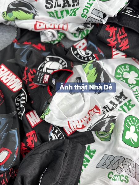 Bộ cộc tay thoáng khí Primark Spiderman Brooklyn Nets màu ĐEN