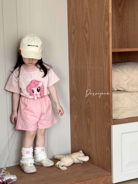 Bộ cotton cộc tay 3D mẫu Pony hồng, Thỏ tím, Hello Kitty...5 mẫu cho bé