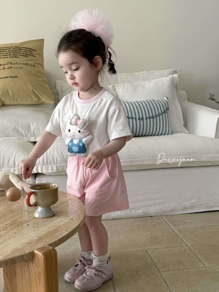 Bộ cotton cộc tay 3D mẫu Pony hồng, Thỏ tím, Hello Kitty...5 mẫu cho bé