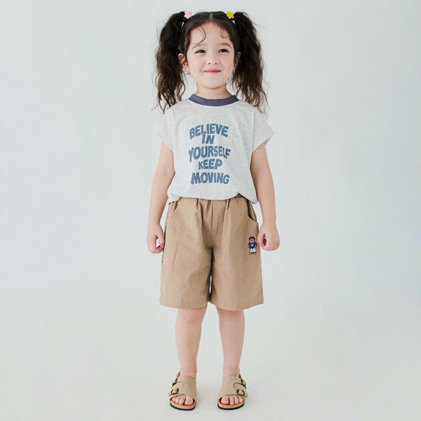 Quần sooc kaki mềm Bebezoo xuất Hàn thêu gấu 3 màu nâu, xanh rêu, navy