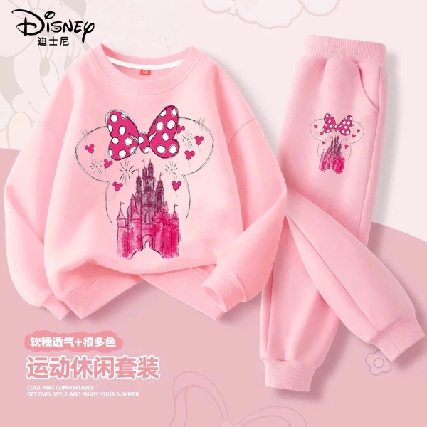 Bộ nỉ bé gái hãng Disney màu hồng mẫu Mèo Marie, lâu đài
